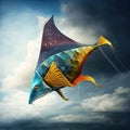 A kite in the sky representing a groundbreaking Aquarian idea that is about to take flight Zodiac Astrology concept. AI