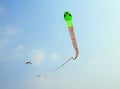 Big kite snake flying over blue sky Royalty Free Stock Photo