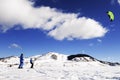 The kite snow beginner skiing Royalty Free Stock Photo
