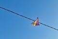 kite stuck in the electric power lines Royalty Free Stock Photo