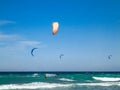 Kite surf at the beach with blue sky