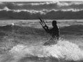 Kite Surfer B&W Royalty Free Stock Photo