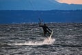 Kite surfer catching air