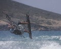 Kite surfer jumping