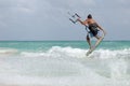 Kite surfer jumping wave Royalty Free Stock Photo