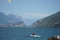 Kite-surfer on the Lake Garda, Italy. Royalty Free Stock Photo