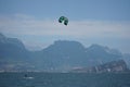 Kite-surfer on the Lake Garda, Italy. Royalty Free Stock Photo