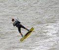 Kite surfer performing stunts
