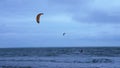 Kite surfer practising acrobatics in a Northern open ocean bay