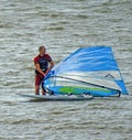 Kite surfer preparing sail