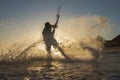 Kite surfer at sunset Royalty Free Stock Photo