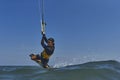 Kite surfer riding a kiteboard