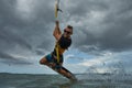 Kite surfer riding a kiteboard