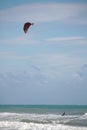Kite Surfer riding the wind with his wing Royalty Free Stock Photo