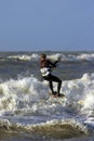 Kite surfer in rough sea Royalty Free Stock Photo