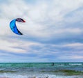 Kite surfer and beautiful stormy sky Royalty Free Stock Photo