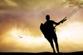 Kite surfer at sunset