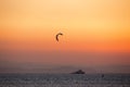 Kite surfer at sunset Royalty Free Stock Photo