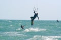 Kite surfers on a choppy sea Royalty Free Stock Photo