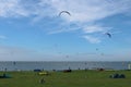 kite surfers dutch lake