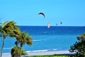 Kite Surfers enjoy world class conditions off the Boca Raton, Florida Beach Royalty Free Stock Photo