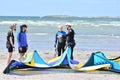 Kite surfers learn to kite Royalty Free Stock Photo