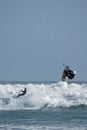 Kite Surfers Riding and Jumping Royalty Free Stock Photo