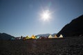 Kite surfing camp background sun blue sky