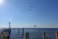 Kite surfing by Jersey shore Royalty Free Stock Photo