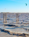 Kite surfing lake landscape Neusiedler