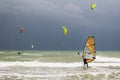 Kite surfing on Mediterranean sea