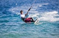 Kite surfing on the sea Royalty Free Stock Photo