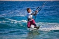 Kite surfing on the sea. Royalty Free Stock Photo