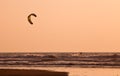 Kite surfing at sunset Royalty Free Stock Photo