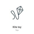 Kite toy outline vector icon. Thin line black kite toy icon, flat vector simple element illustration from editable toys concept Royalty Free Stock Photo