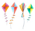 Kite watercolor collection isolated on white background Royalty Free Stock Photo