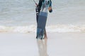 A kiteboarder at the Caribbean beach Royalty Free Stock Photo