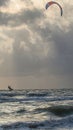 Kiteboarder Jumping the Waves in Gulf of Mexico, Indian Rocks Beach, Florida #2 Royalty Free Stock Photo