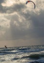 Kiteboarder Jumping the Waves in Gulf of Mexico, Indian Rocks Beach, Florida Royalty Free Stock Photo