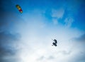 Kiteboarder performing a jump