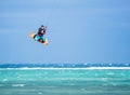 Kiteboarder performing a jump