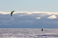 Kiteboarder on the sea ice in Antarctica