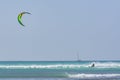 Kiteboarder in waves Atlantic ocean