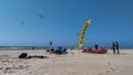 Kiteboarders and Kitesurfers of the Baltic Sea Sunny Summer Day.