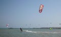 Kiteboarding beach with kitesurfer Royalty Free Stock Photo