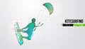 Kiteboarding, hydrofoil. Silhouette of a kitesurfer. Freeride competition. Vector illustration. Thanks for watching