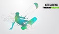 Kiteboarding, hydrofoil. Silhouette of a kitesurfer. Freeride competition. Vector illustration. Thanks for watching