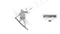 Kiteboarding, hydrofoil. Silhouette of a kitesurfer. Freeride competition. Vector illustration. Thanks for watching