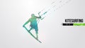 Kiteboarding, hydrofoil. Silhouette of a kitesurfer. Freeride competition. Vector illustration. Thanks for watching