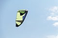 Kiteboarding kite close-up blue sky with clouds in background